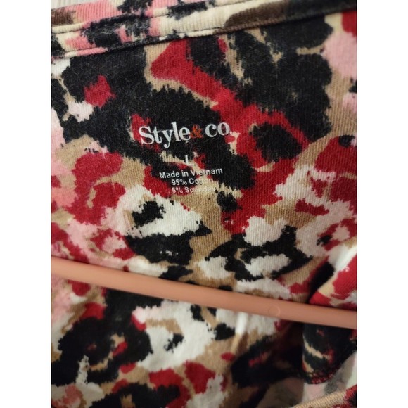 Style & Co Top Size L Multicolor 3/4 Sleeve Abstract - Picture 3 of 7